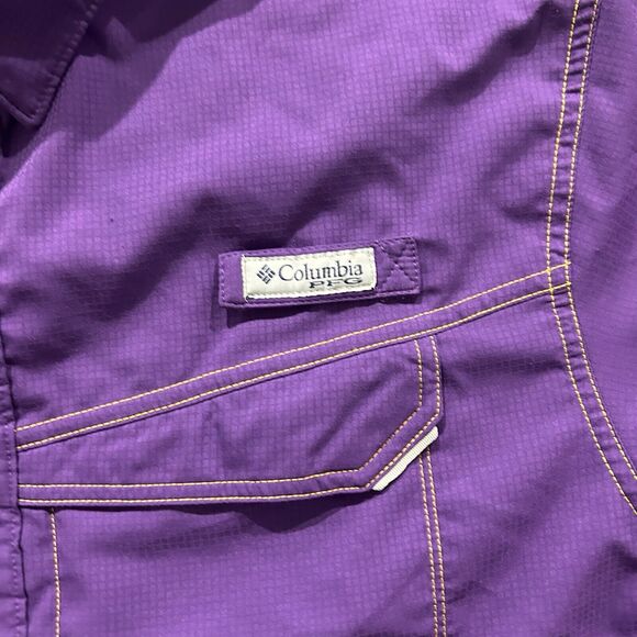 Columbia PFG LSU Tigers Shirt Mens Medium Purple Fishing College Vented Preppy - Picture 4 of 11